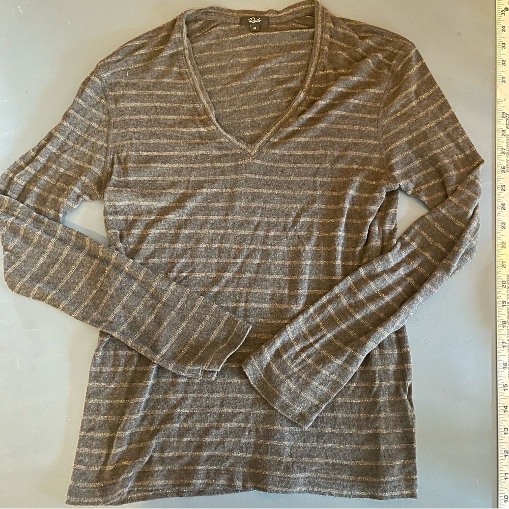 Rails Sami Charcoal Bronze Stripe V-Neck Long Sle… - image 4
